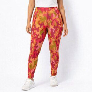 NEW Logo Lounge High Rise Camo Athletic Leggings Pink Olive XXS  Pockets NWOT